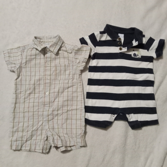 Old Navy Other - Old Navy 2pc Plaid & Stripe Romper Set